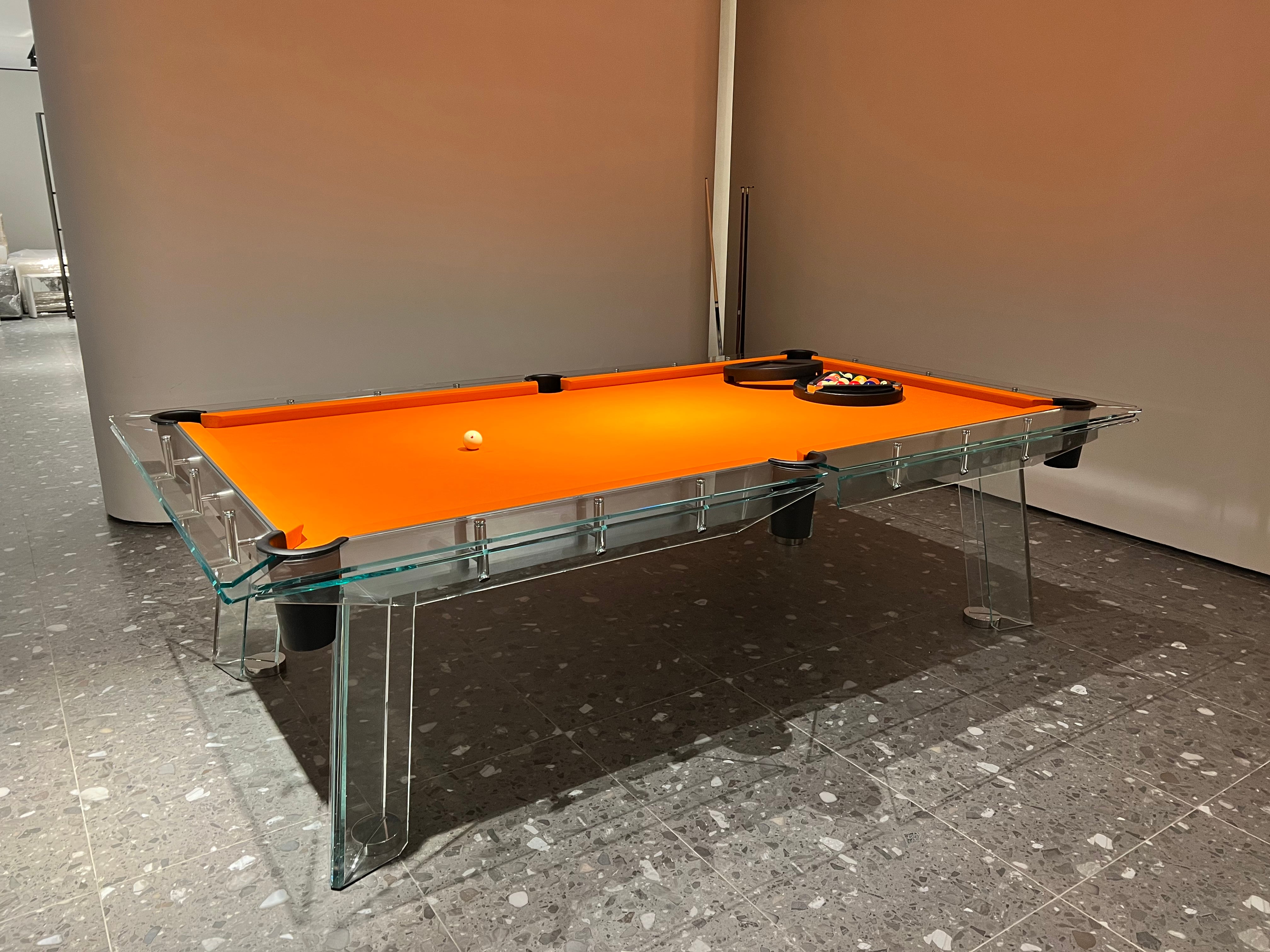 8/9-foot crystal glass billiard table