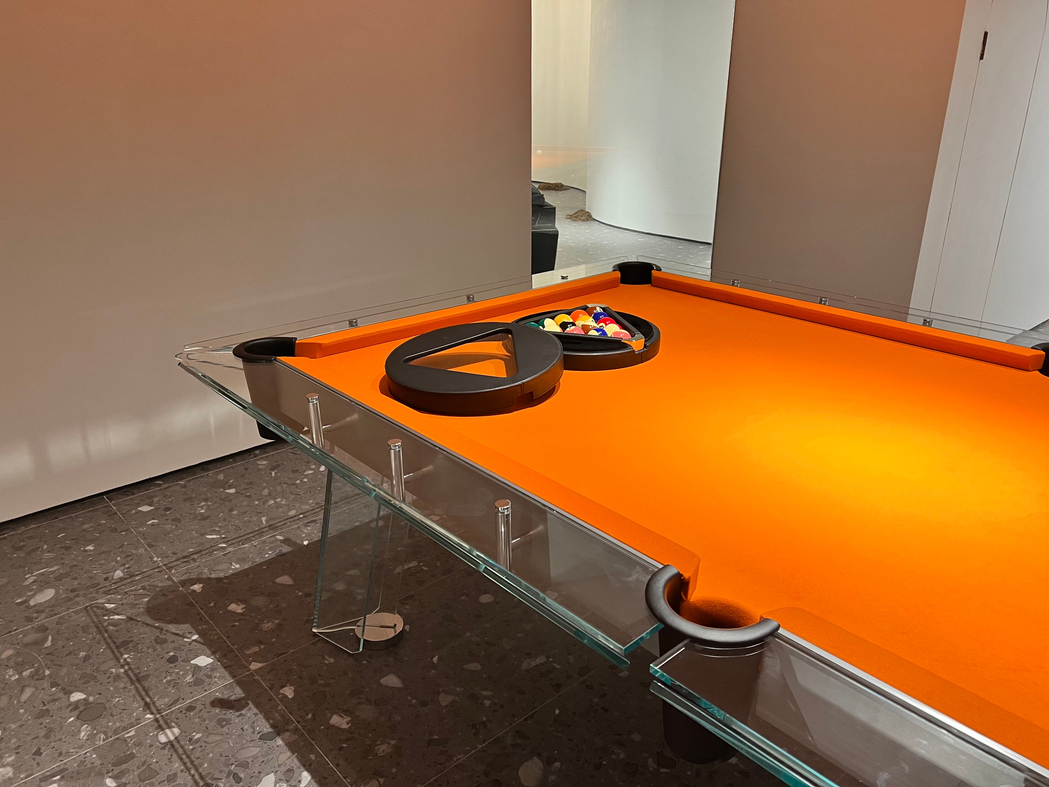 8/9-foot crystal glass billiard table