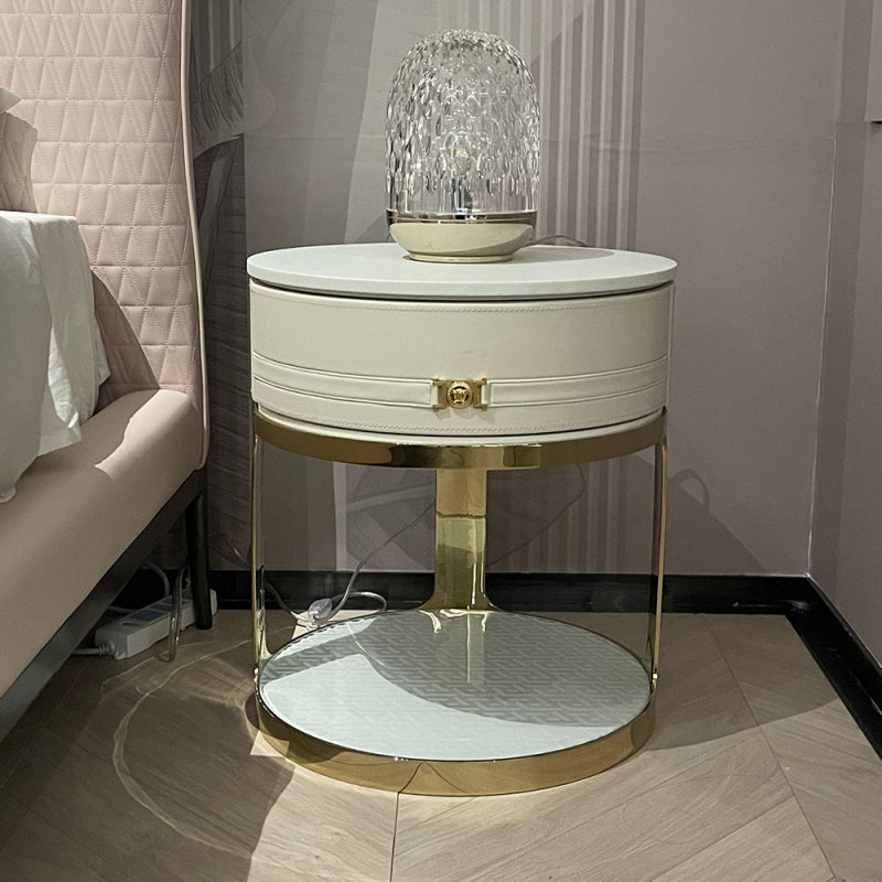 WH315B11 Radiant White High Gloss Bedside Table - Sleek and Luxurious Bedroom Addition WH315B11