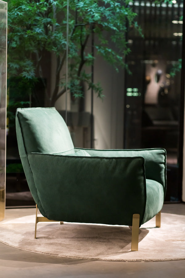 Italian minimalist AA49 all-leather green lounge chair VE5-2019 Lounge chair