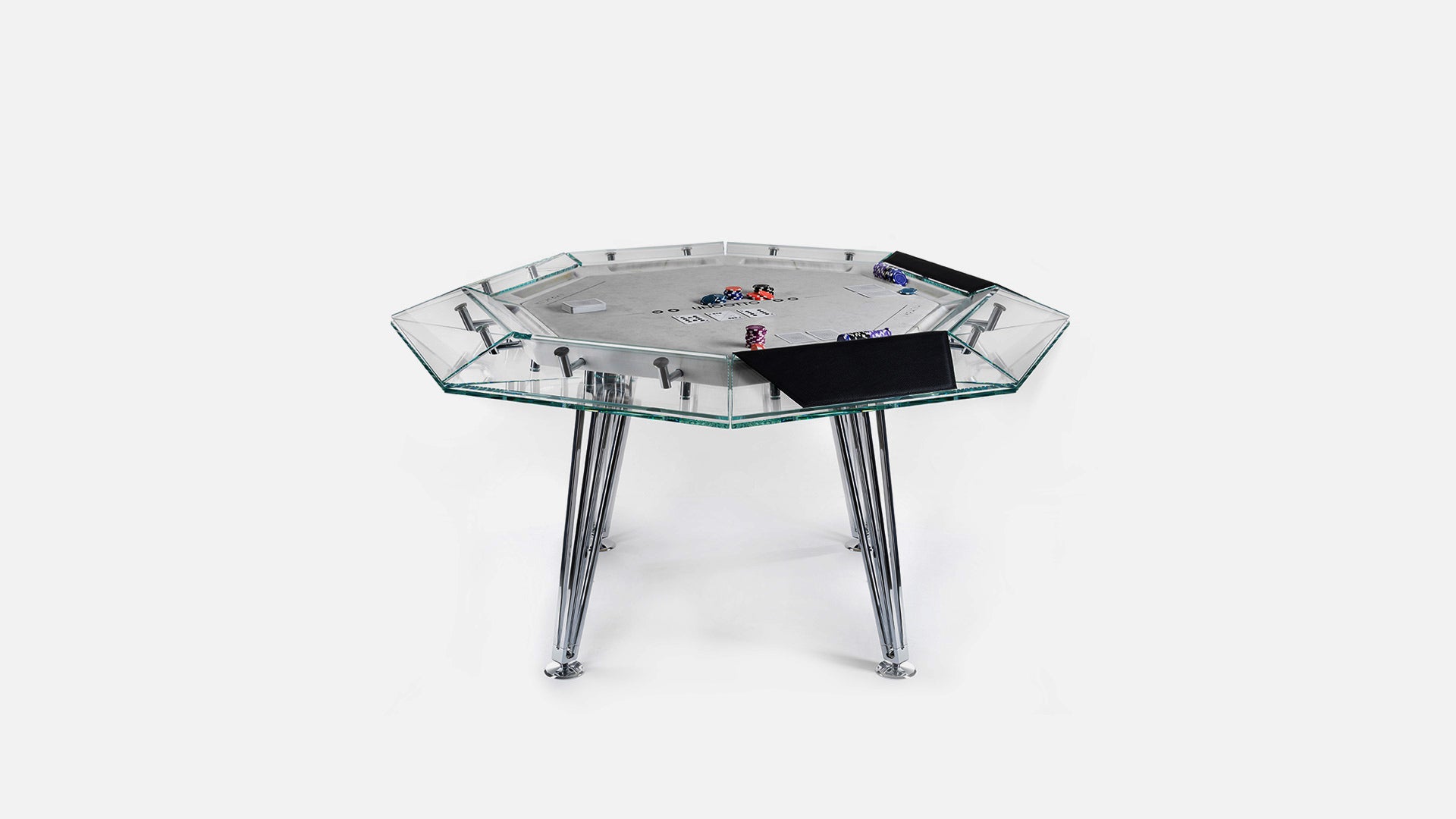 (Marble on chip, matte cloth)CRYSTAL GLASS  8-PERSON POKER TABLE Entertainment Furniture