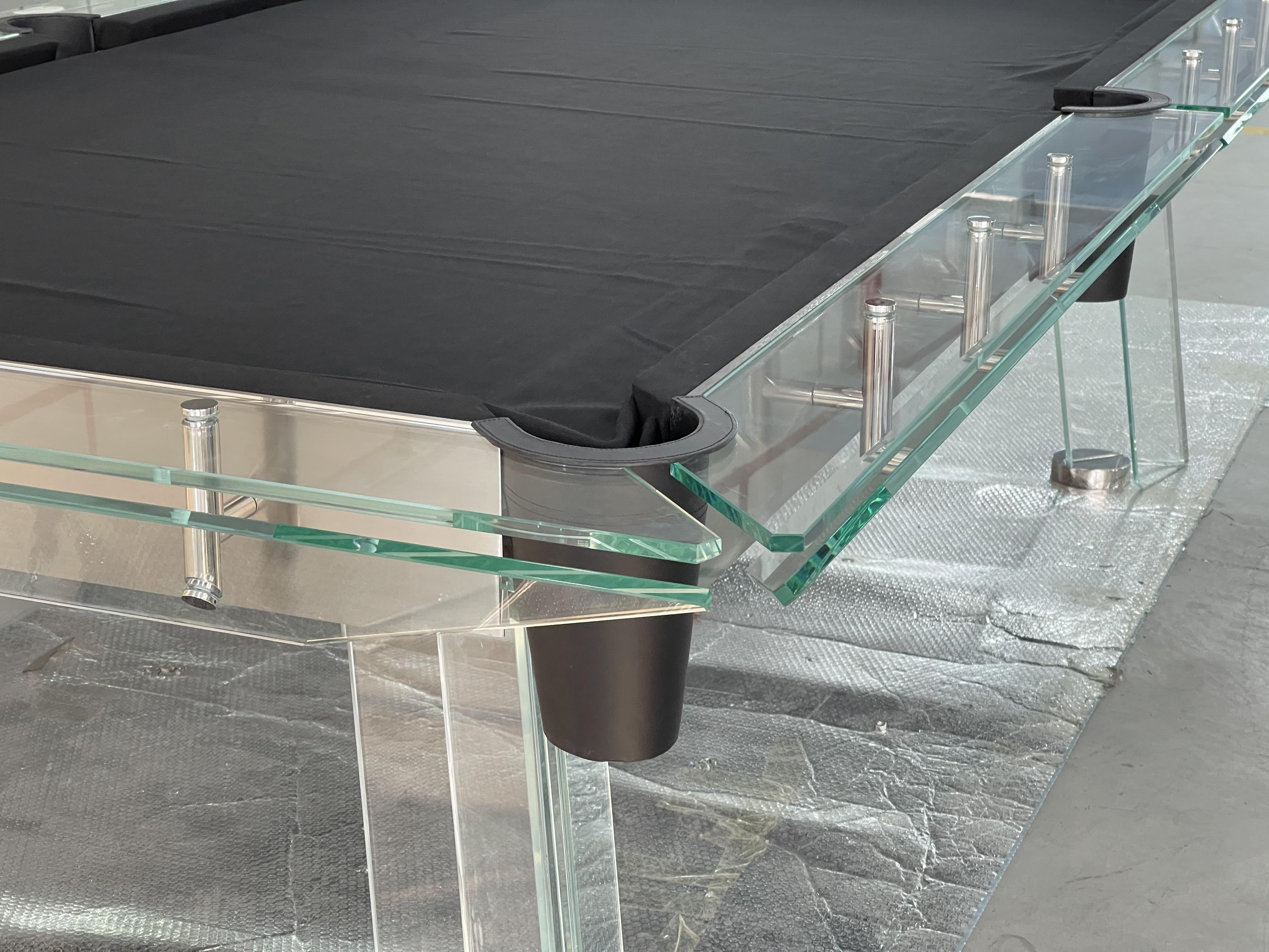 CRYSTAL GLASS POOL TABLE Entertainment Furniture