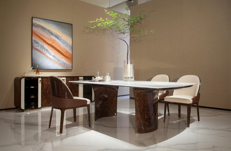 Modern Marble Dining Table with Wooden Base  W015D1 Bentley DINING TABLE-DETAILS