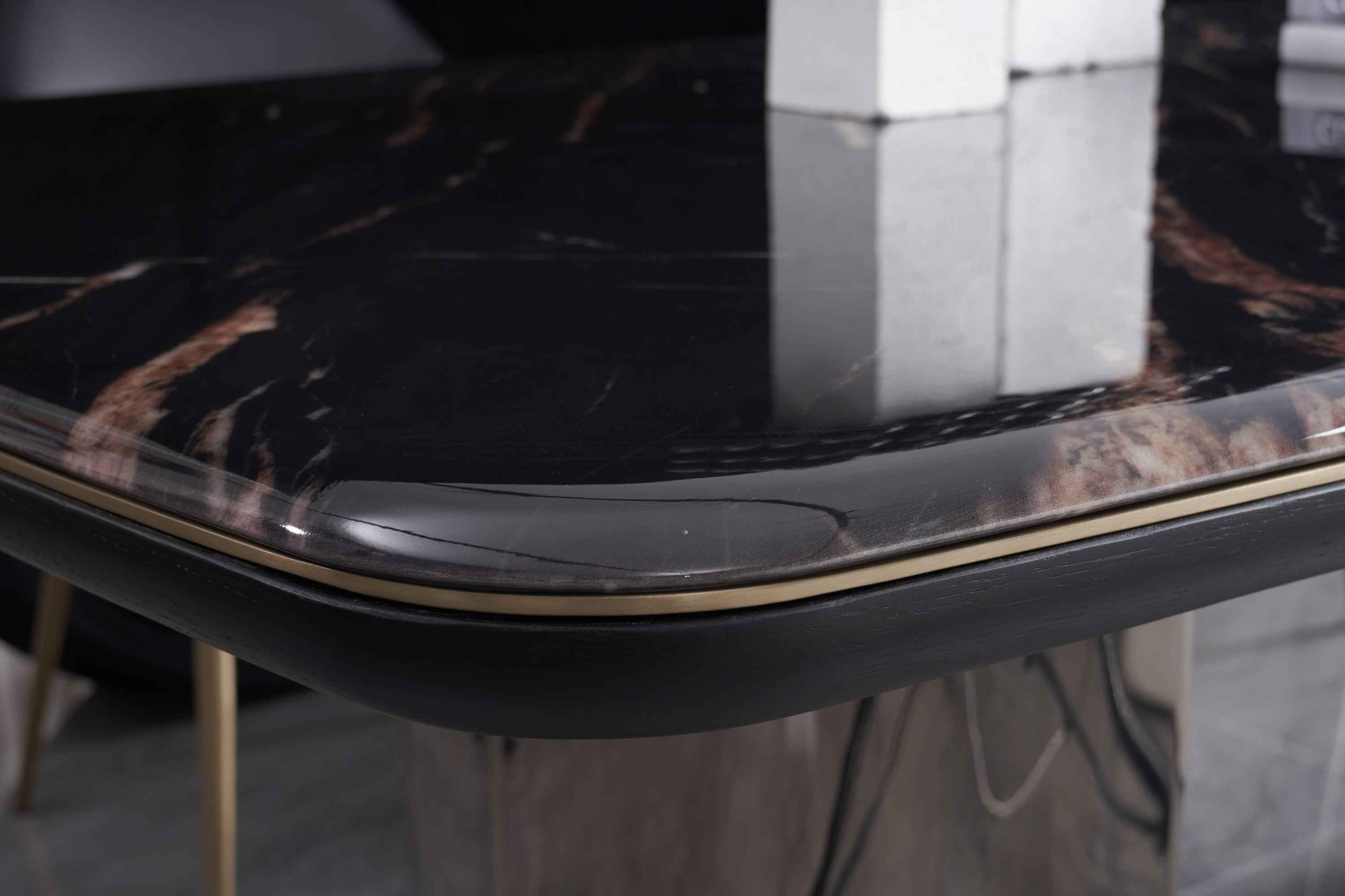 Italian minimalist style starry sky gilt color crystal stone Platinum diamond marble Valkin marble gold powder Pandora marble Blue crystal marble long dining table DA-051-1 Long dining Table