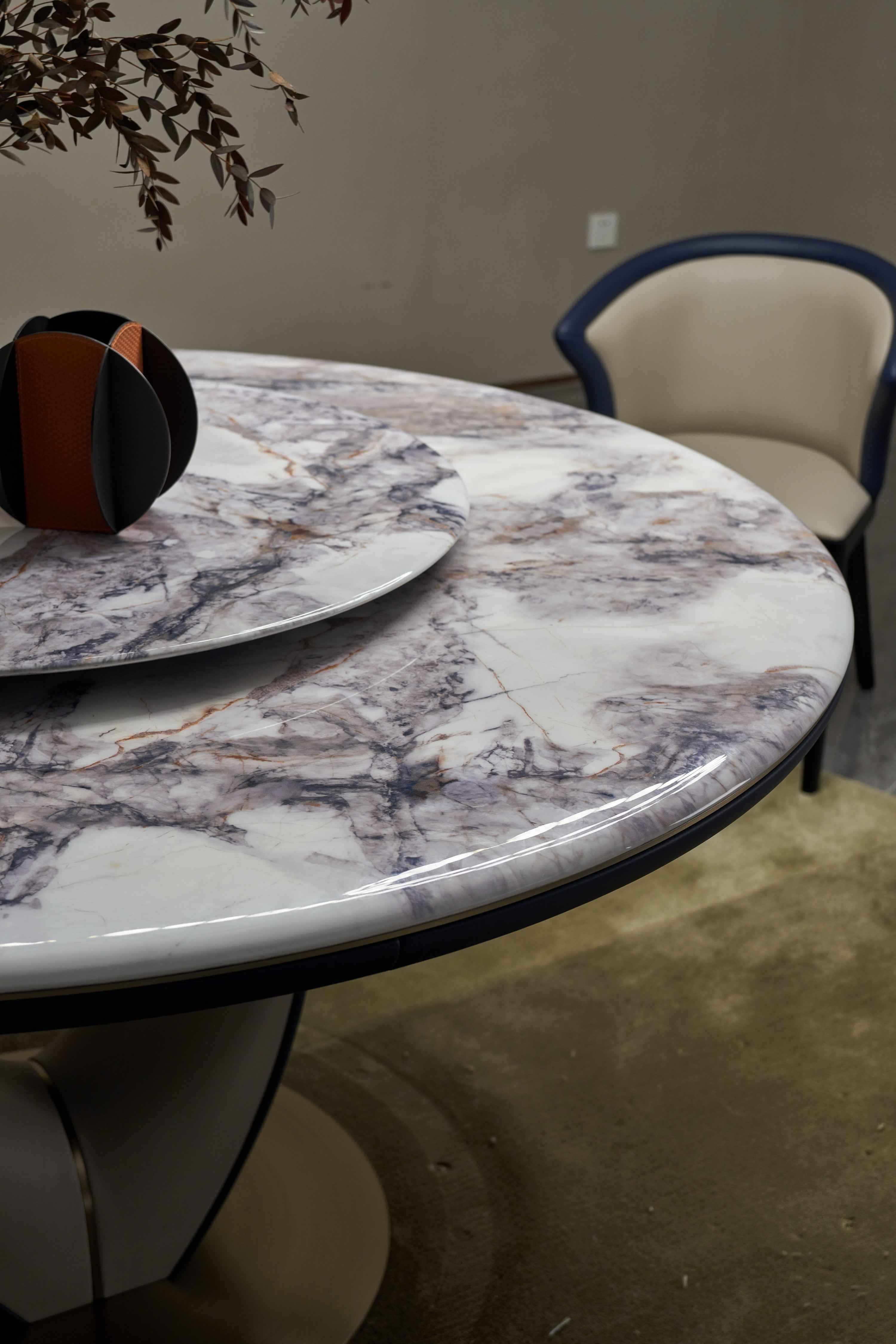 Italian minimalist color stone Platinum diamond marble Valgin marble gold powder Pandora marble Blue crystal marble long dining table DA3-050-5 DA3-050-6 Round dining table