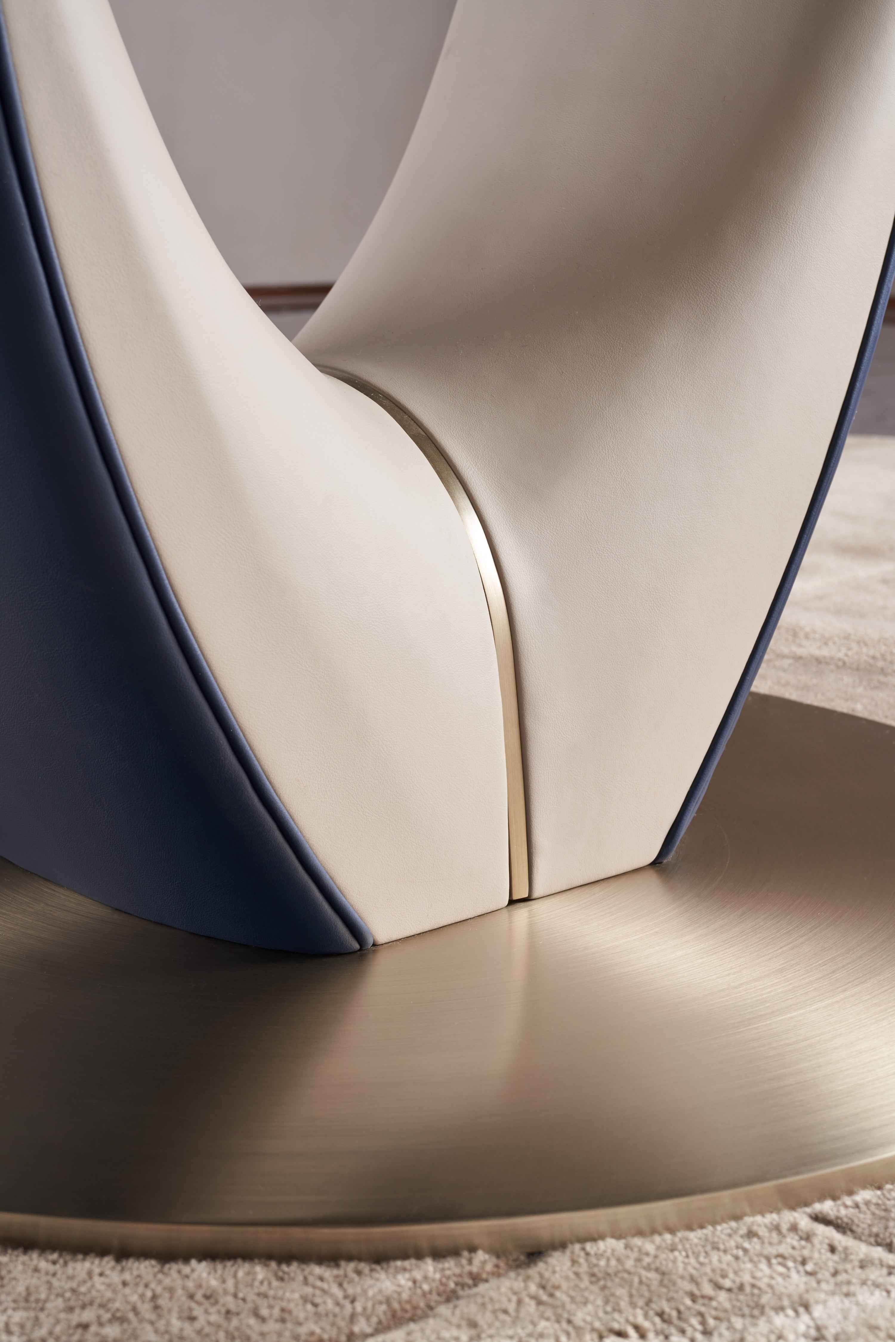 Italian minimalist color stone Platinum diamond marble Valgin marble gold powder Pandora marble Blue crystal marble long dining table DA3-050-5 DA3-050-6 Round dining table