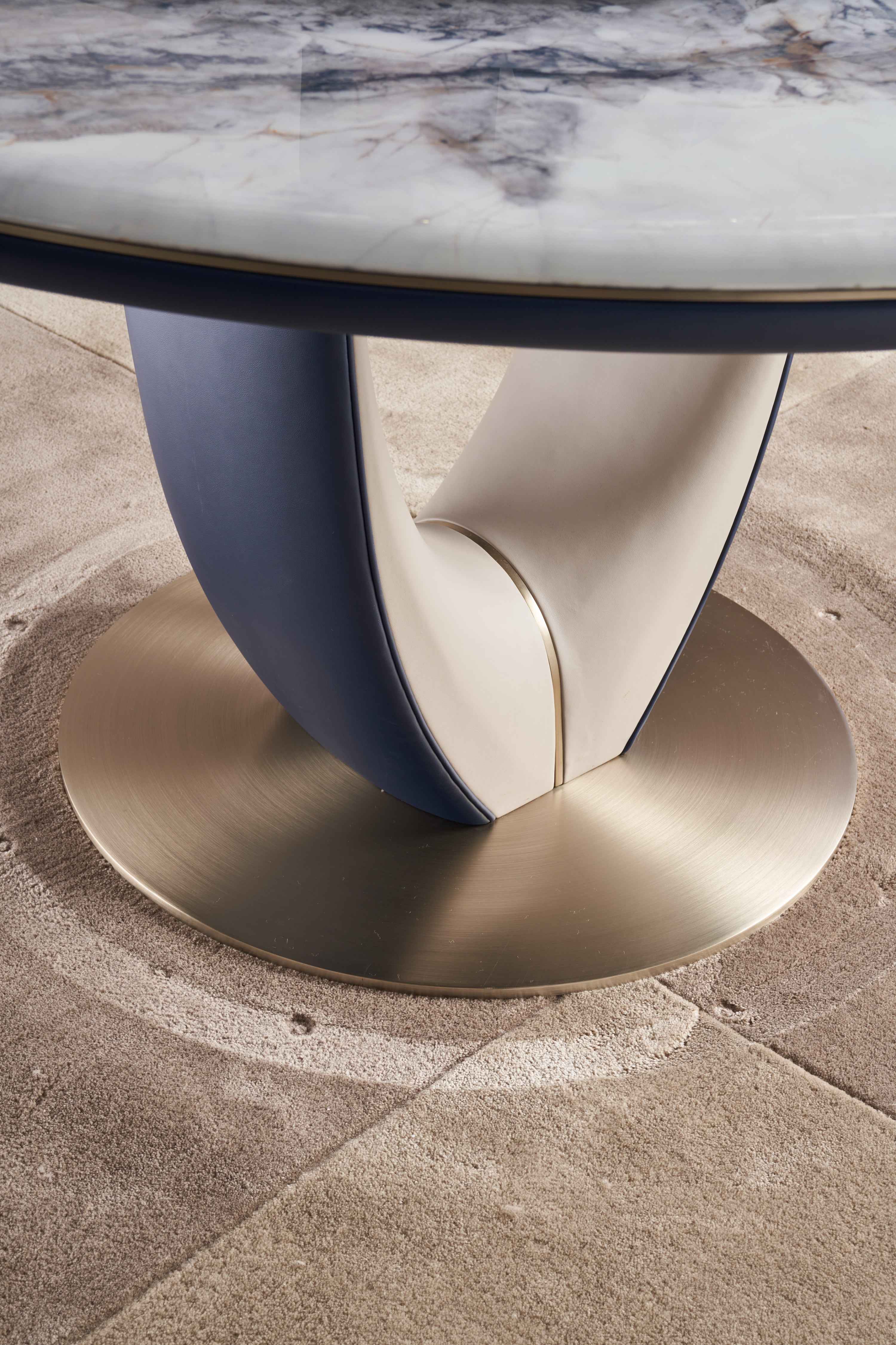 Italian minimalist color stone Platinum diamond marble Valgin marble gold powder Pandora marble Blue crystal marble long dining table DA3-050-5 DA3-050-6 Round dining table