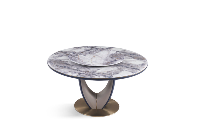 Italian minimalist color stone Platinum diamond marble Valgin marble gold powder Pandora marble Blue crystal marble long dining table DA3-050-5 Round dining table