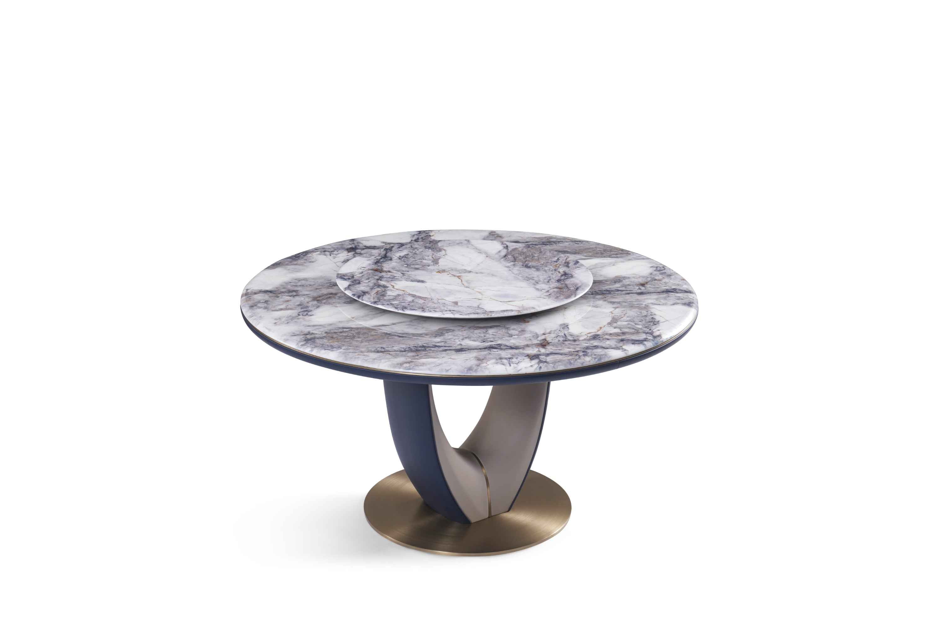 Italian minimalist color stone Platinum diamond marble Valgin marble gold powder Pandora marble Blue crystal marble long dining table DA3-050-5 DA3-050-6 Round dining table
