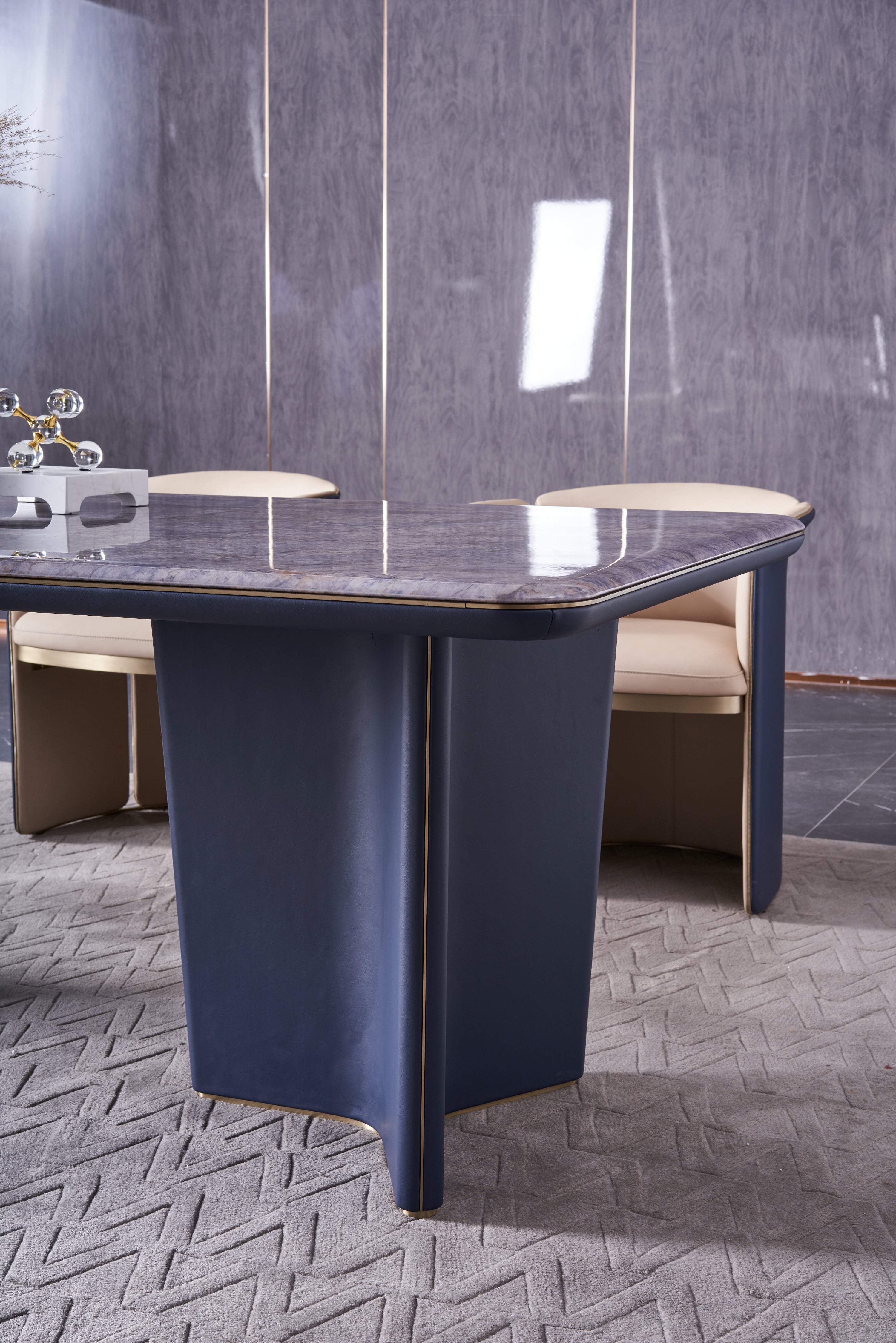 Italian minimalist style top marble dining table DA3-061-1 Long dining Table