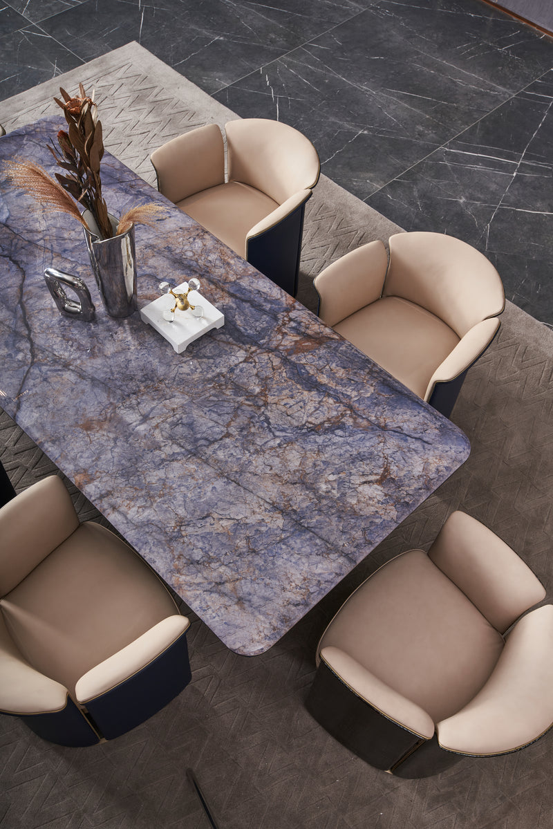 Italian minimalist style top marble dining table DA3-061-1 Long dining Table