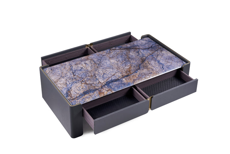 Italian Light Luxury Square Hardware Veneer DC3-055-1 Marble Tea Table