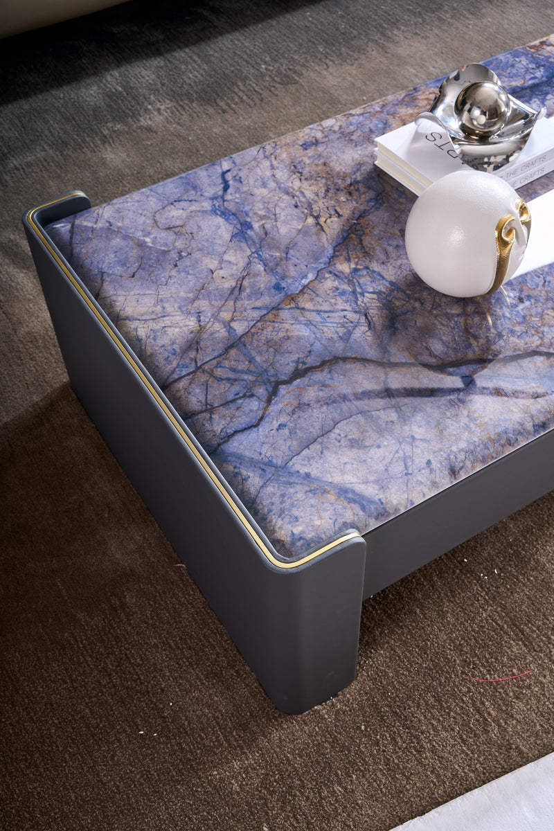 Italian Light Luxury Square Hardware Veneer DC3-055-1 Marble Tea Table
