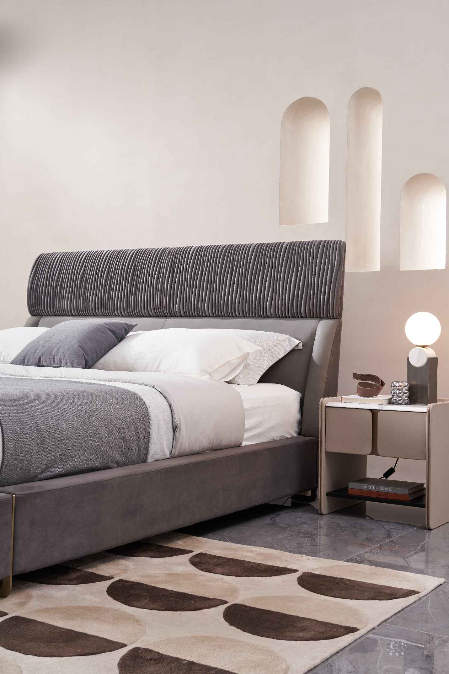 Italian Minimalist A65 Full Leather and KB15 Interlining Bed Set KB-VVCASA-BED-DX5-051-1 Bed