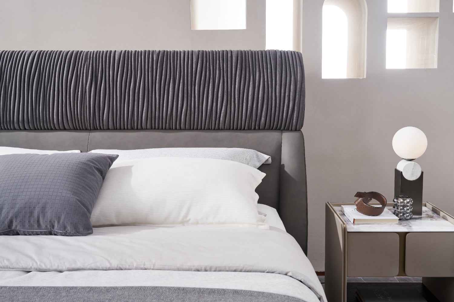 Italian Minimalist A65 Full Leather and KB15 Interlining Bed Set KB-VVCASA-BED-DX5-051-1 Bed