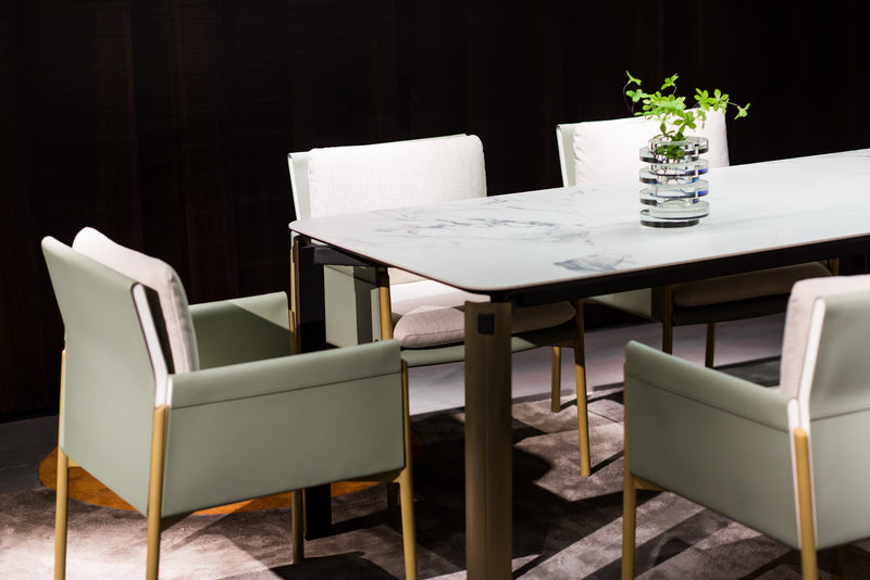 Italian minimalist Morandi white rock plate dining table HA-2016-1 Dining Table