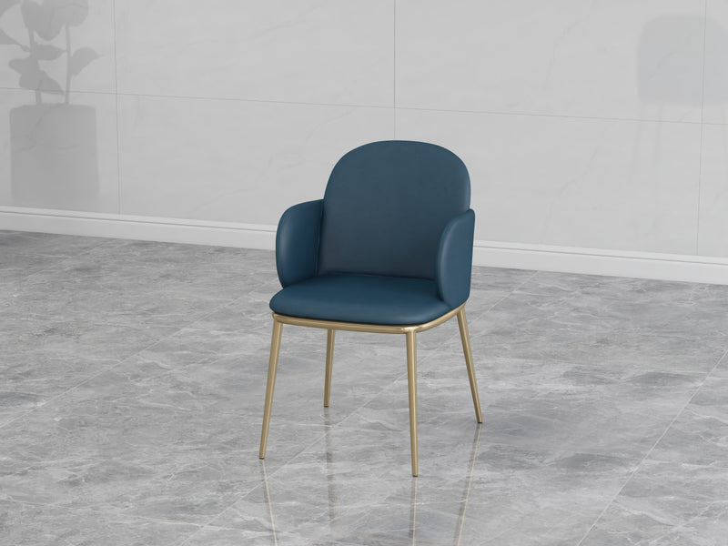 Italian minimalist style all-leather blue dining chair HB5-2017-1 dining chair