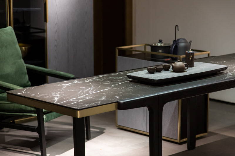 Modern Light Luxury Composite Glass HN-1907-2 Tea Table