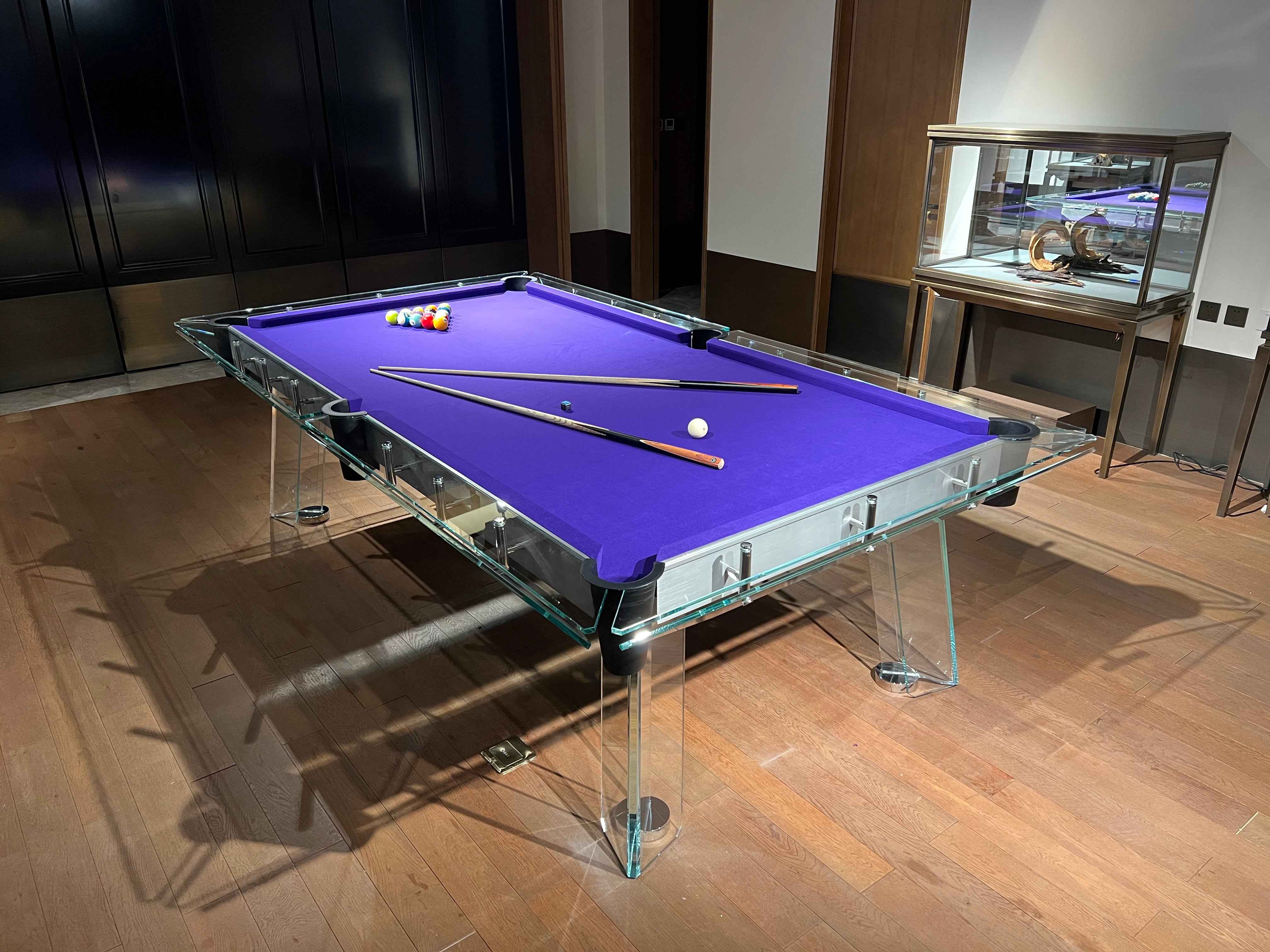 8/9-foot crystal glass billiard table