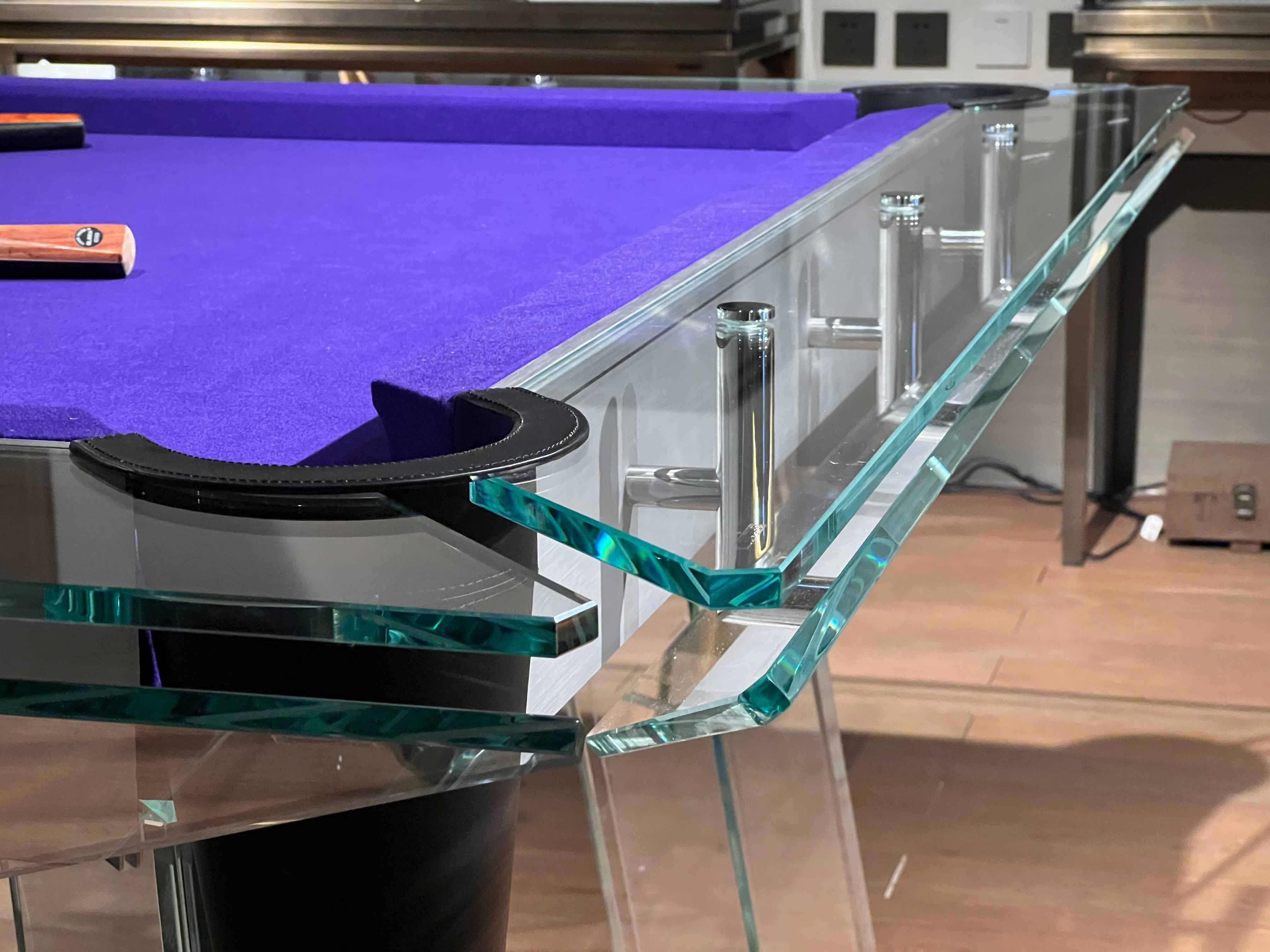 8/9-foot crystal glass billiard table