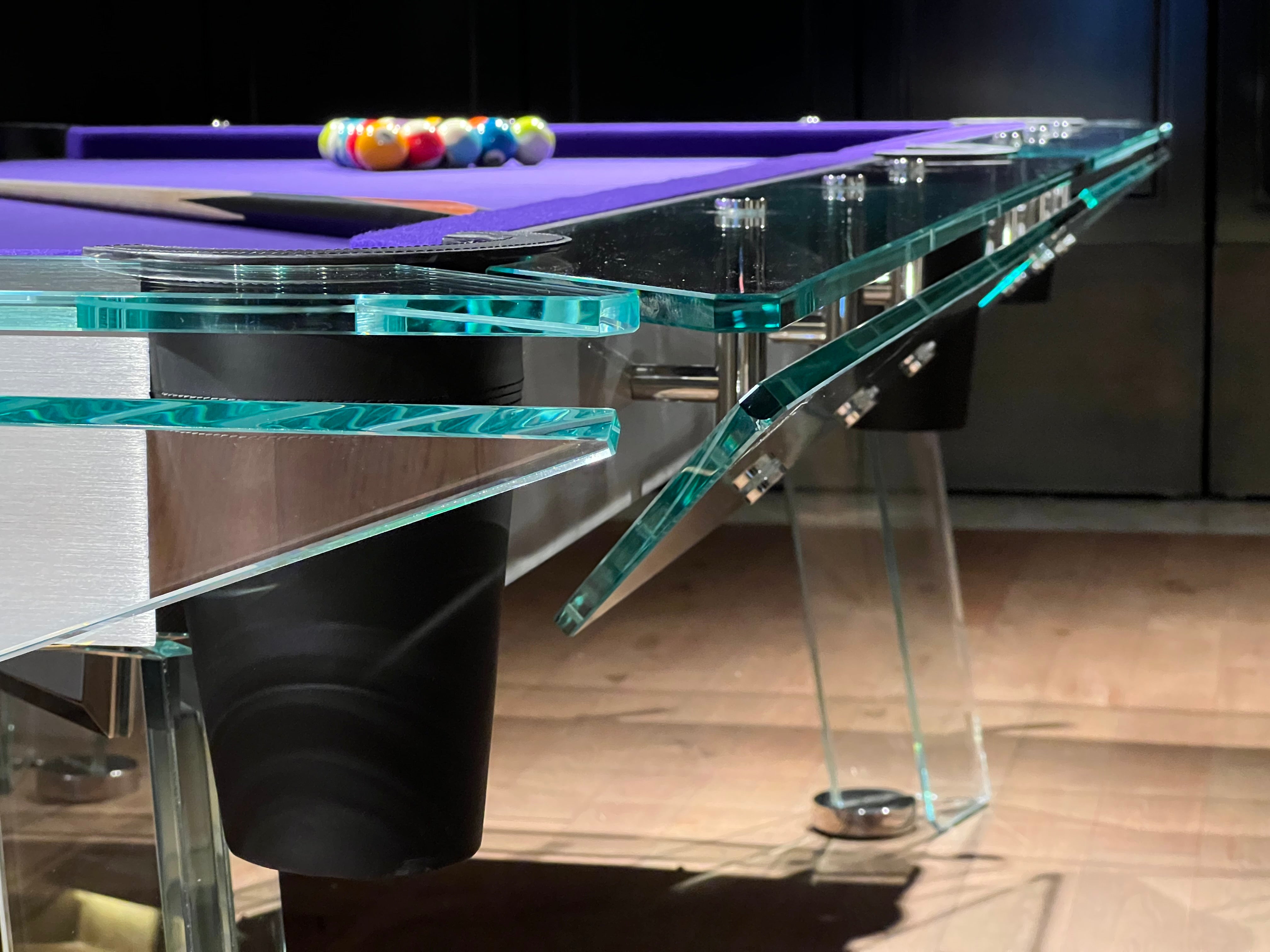 8/9-foot crystal glass billiard table