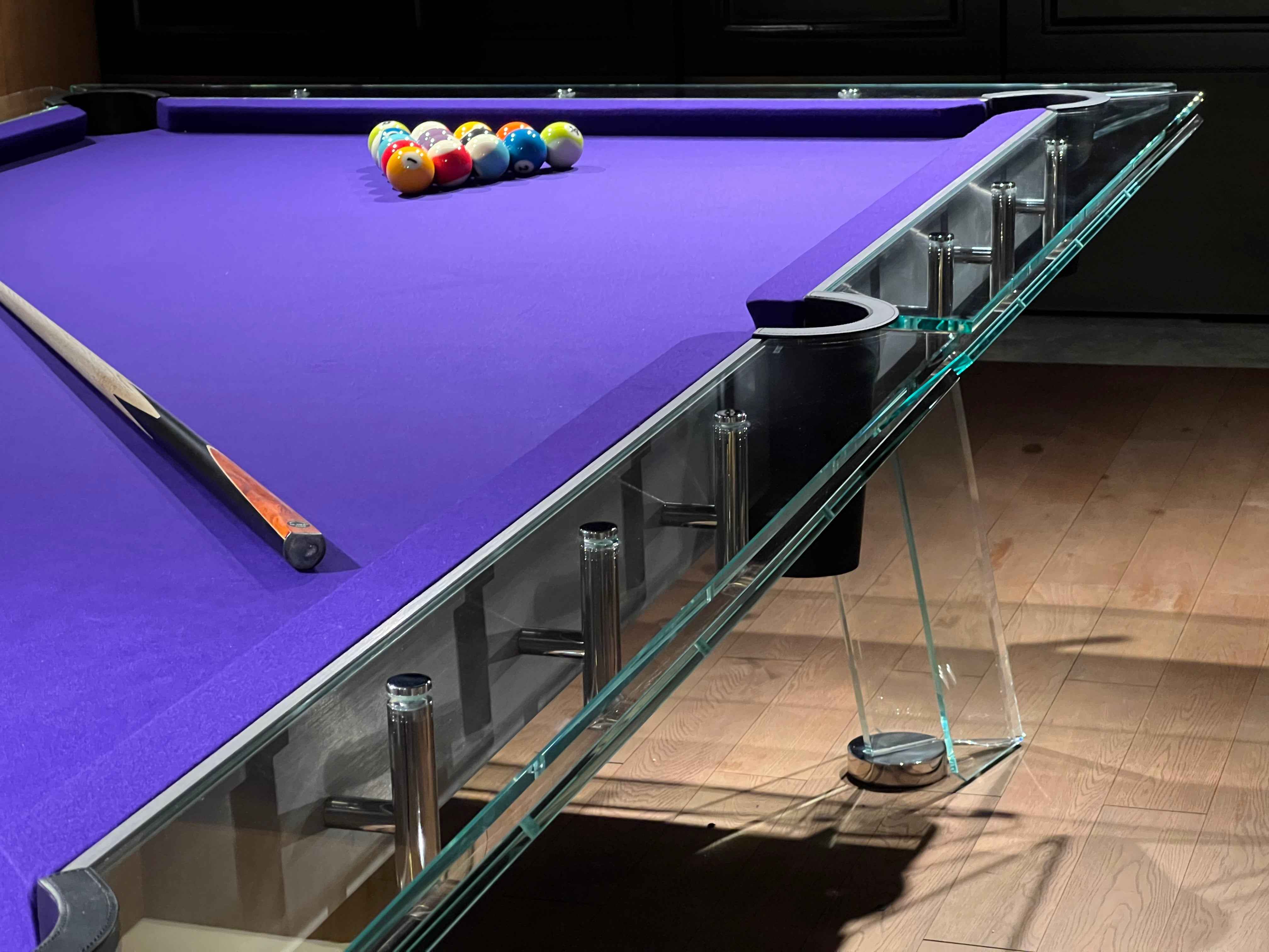 8/9-foot crystal glass billiard table