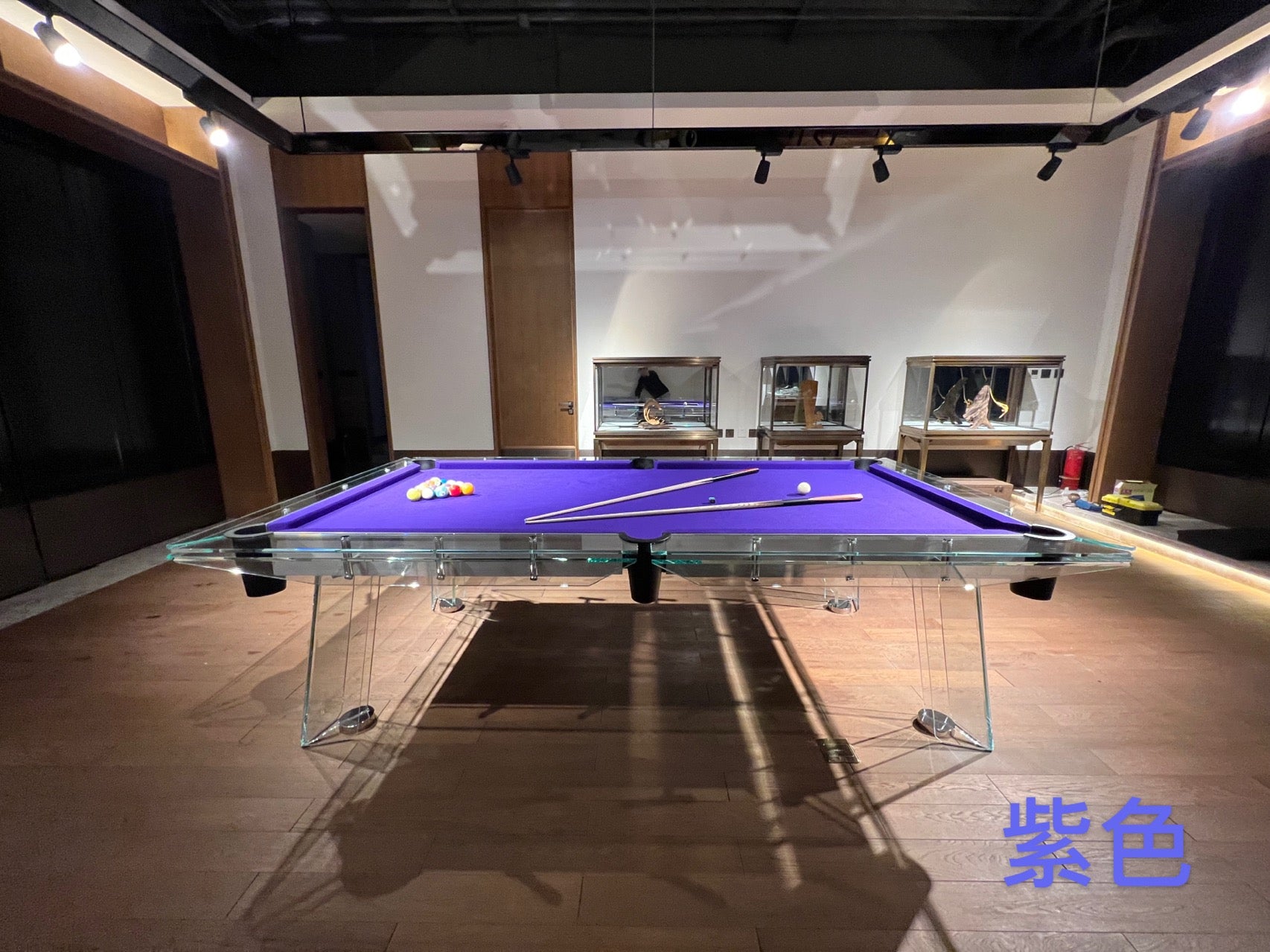 8/9-foot crystal glass billiard table