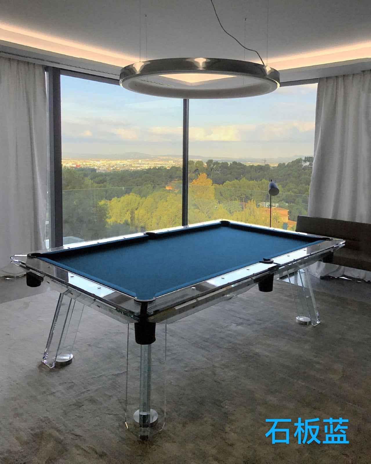 8/9-foot crystal glass billiard table