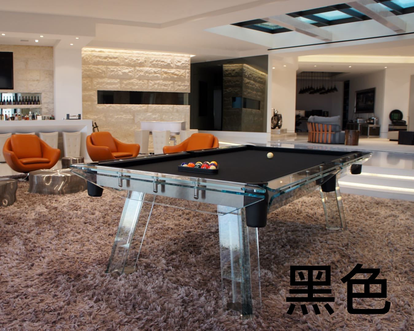 8/9-foot crystal glass billiard table