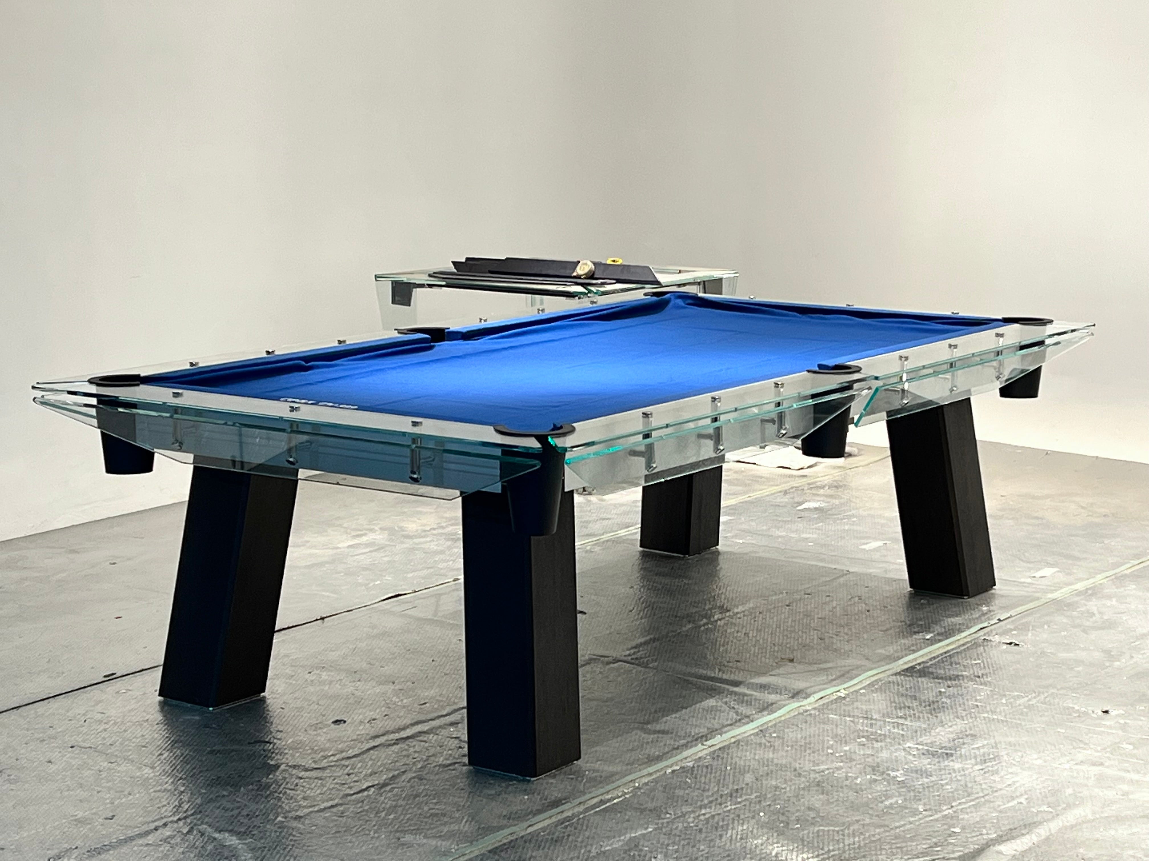 CRYSTAL GLASS POOL TABLE Entertainment Furniture