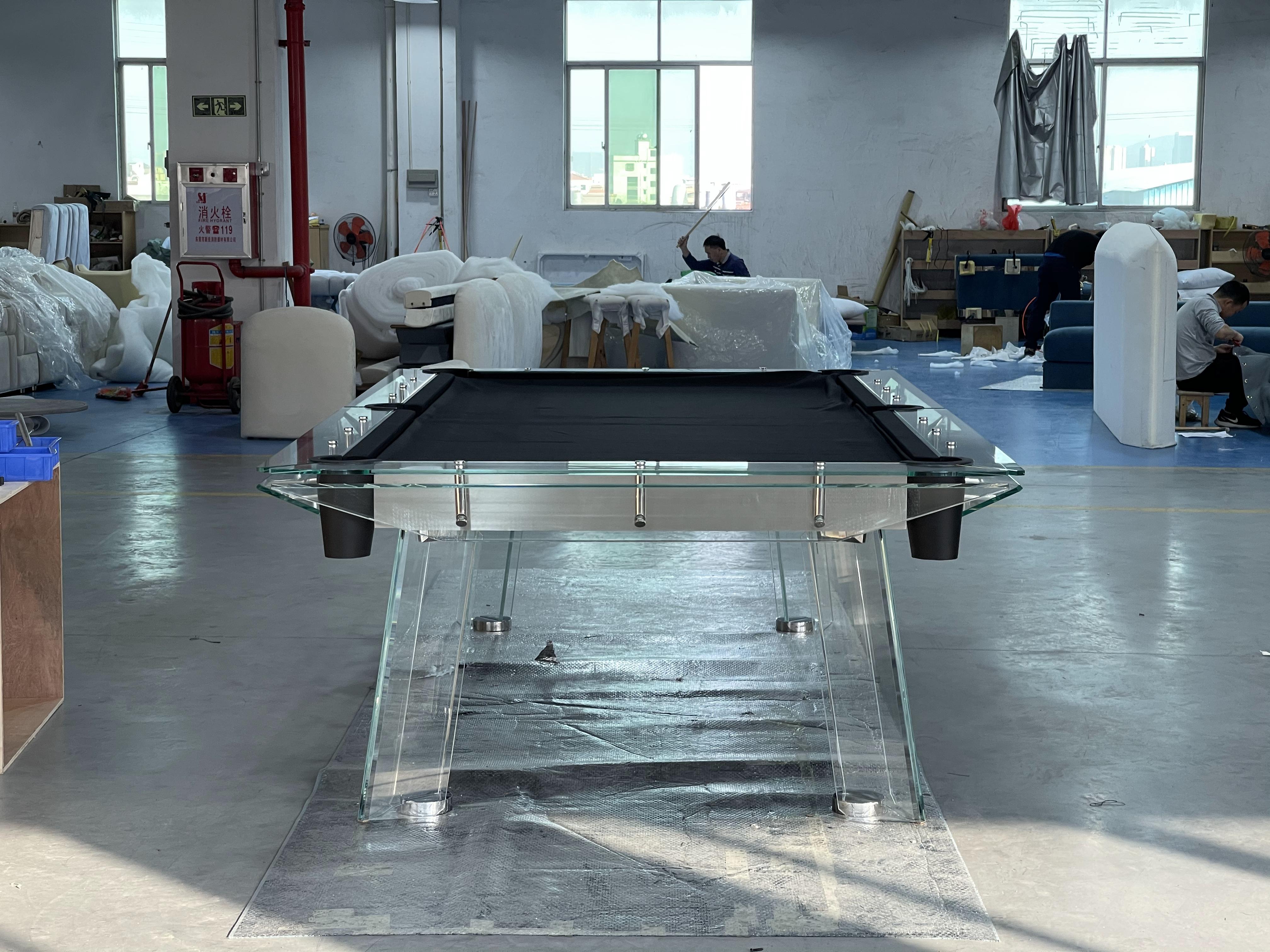 CRYSTAL GLASS POOL TABLE Entertainment Furniture