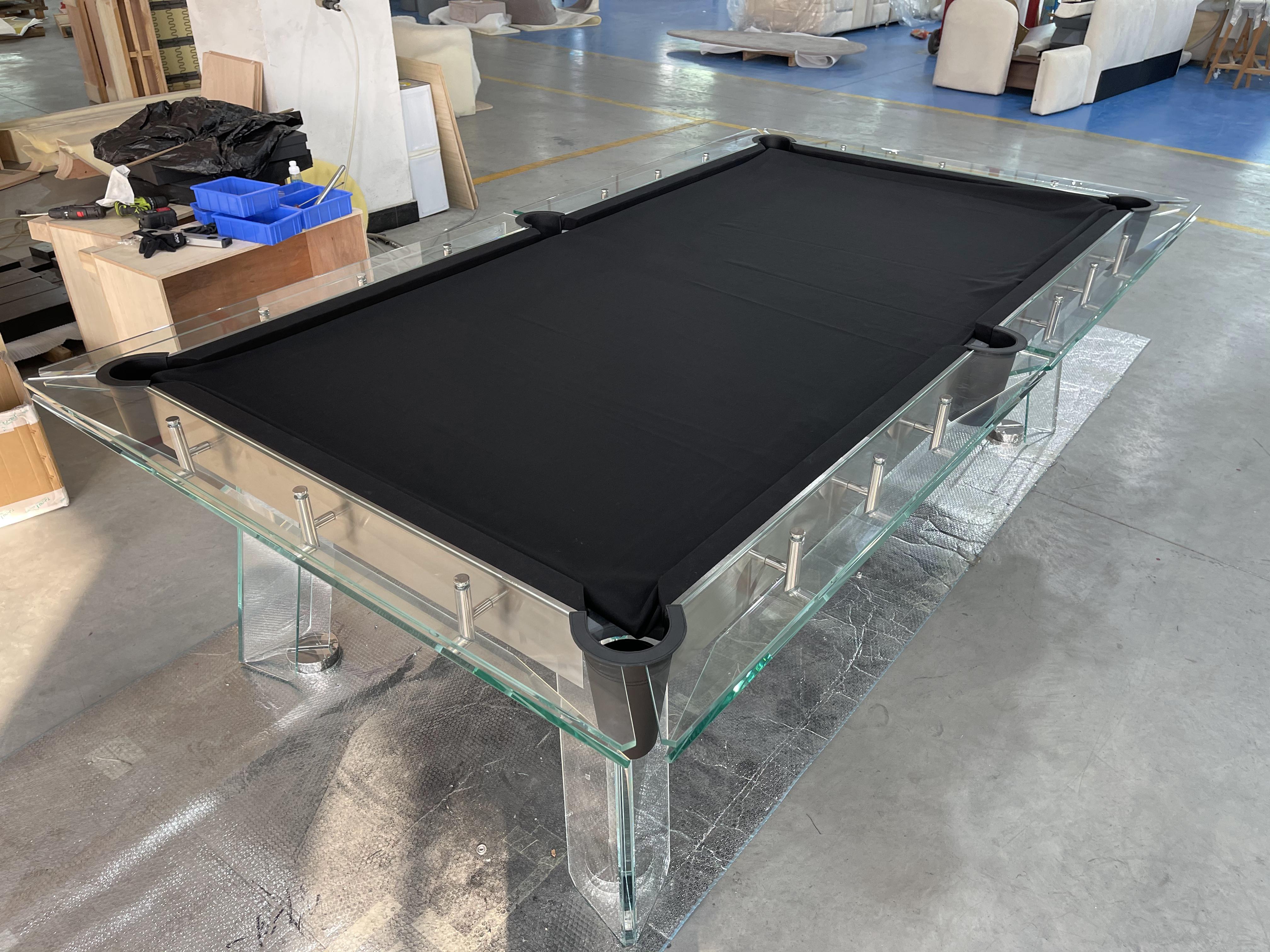 CRYSTAL GLASS POOL TABLE Entertainment Furniture