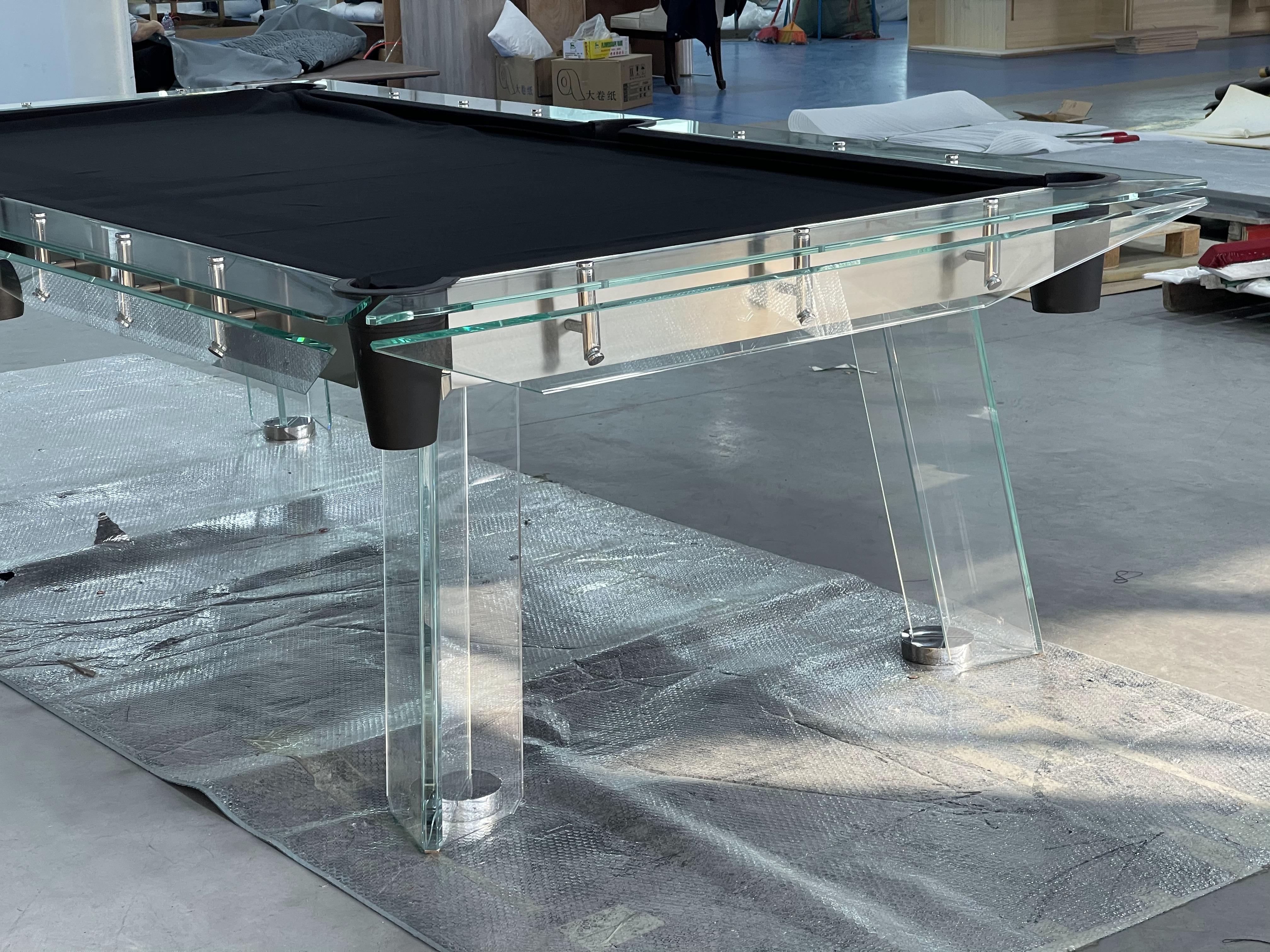 CRYSTAL GLASS POOL TABLE Entertainment Furniture