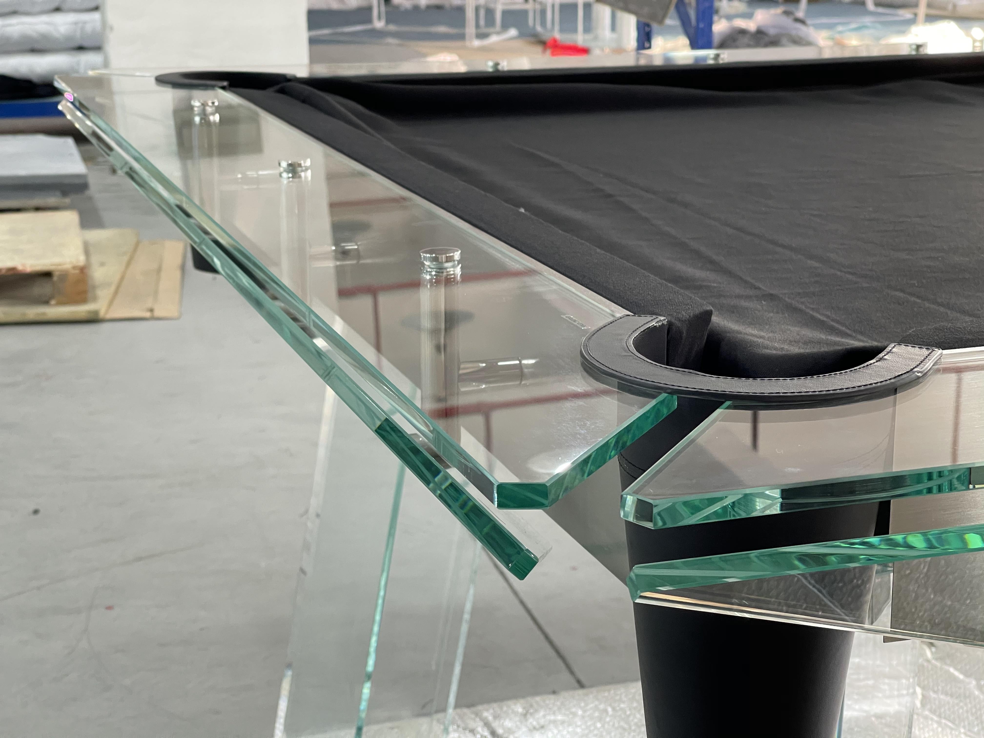 CRYSTAL GLASS POOL TABLE Entertainment Furniture