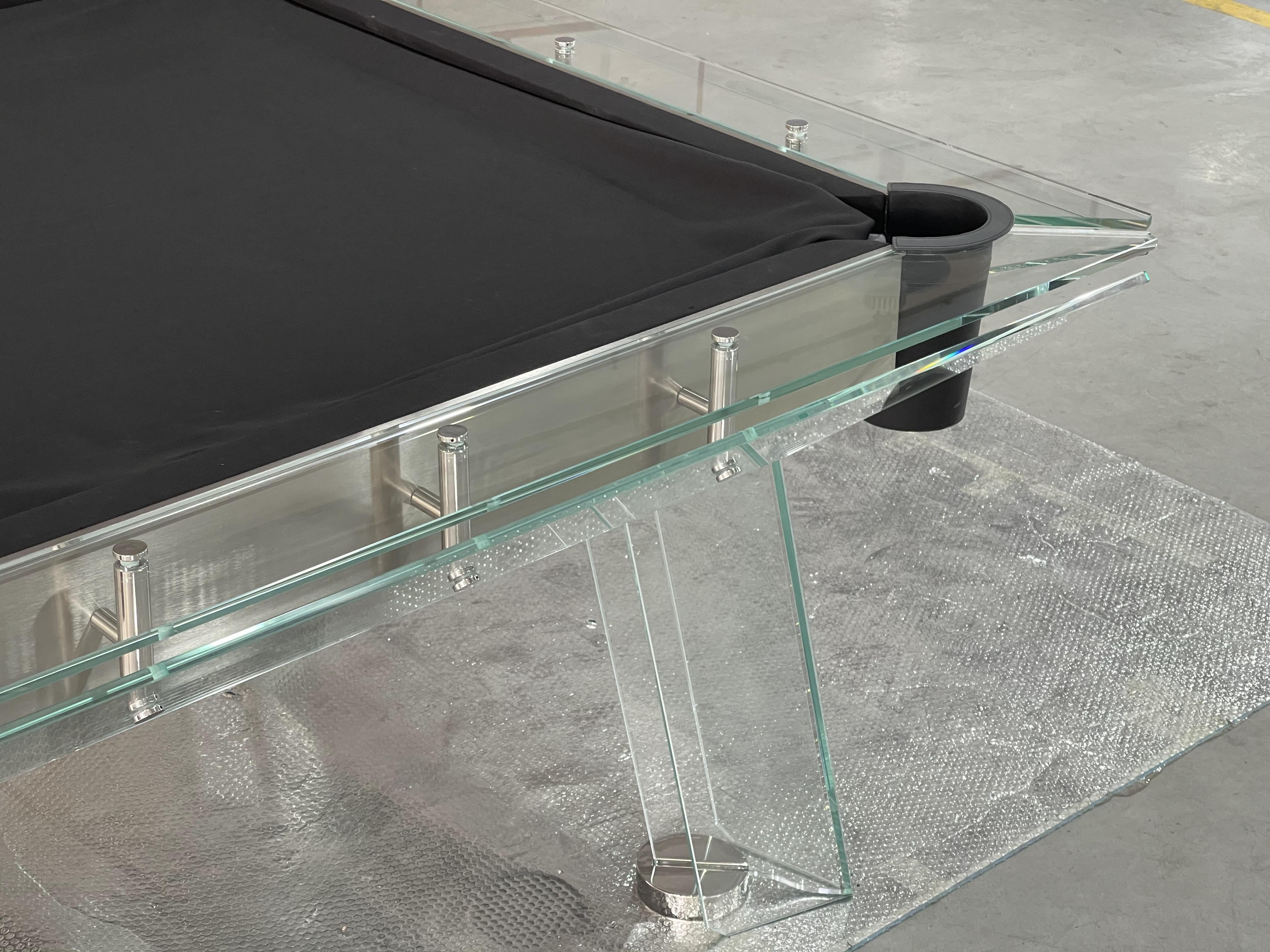 CRYSTAL GLASS POOL TABLE Entertainment Furniture