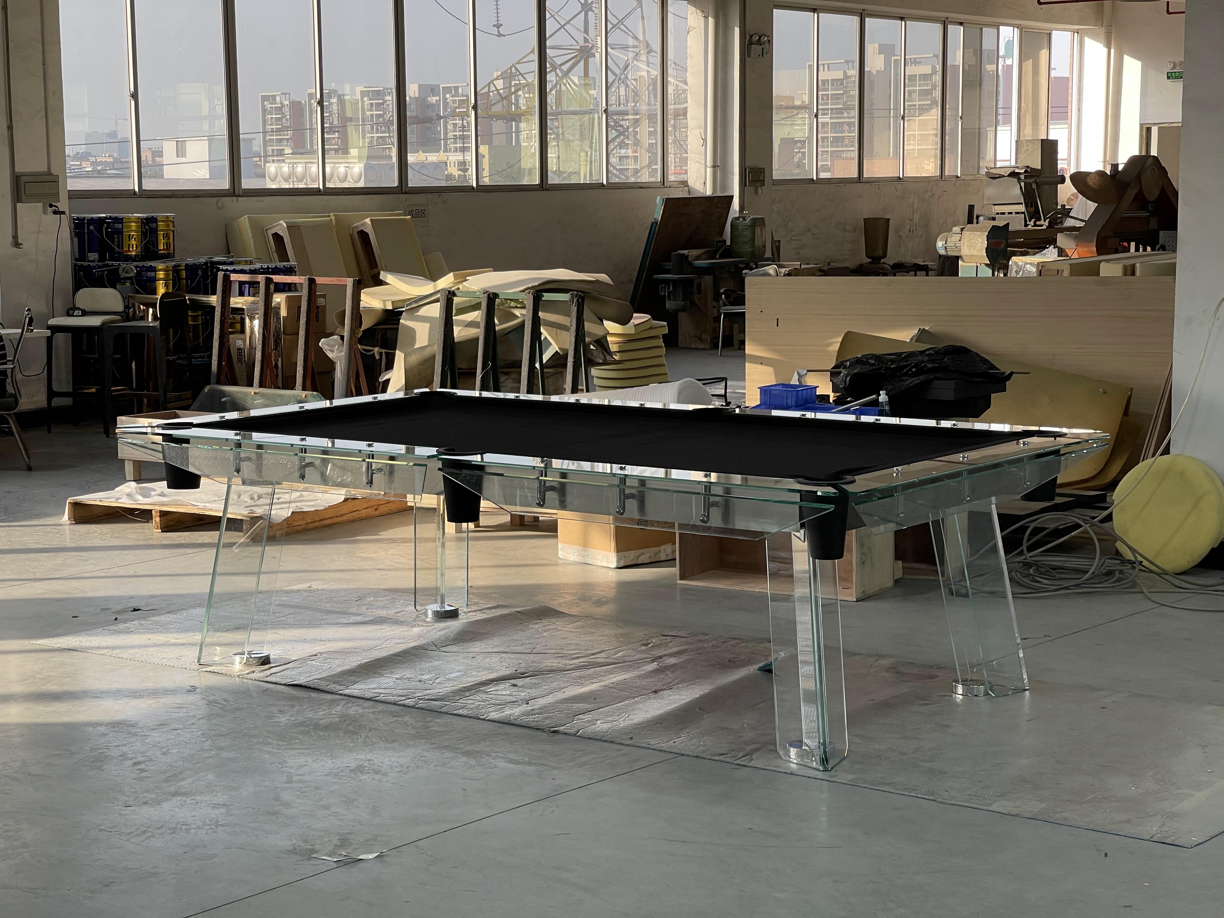 CRYSTAL GLASS POOL TABLE Entertainment Furniture