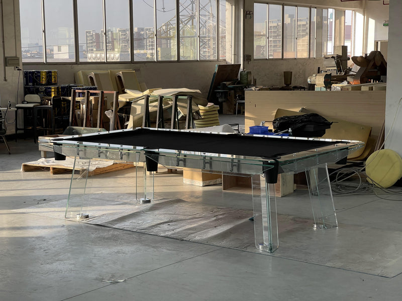 CRYSTAL GLASS POOL TABLE