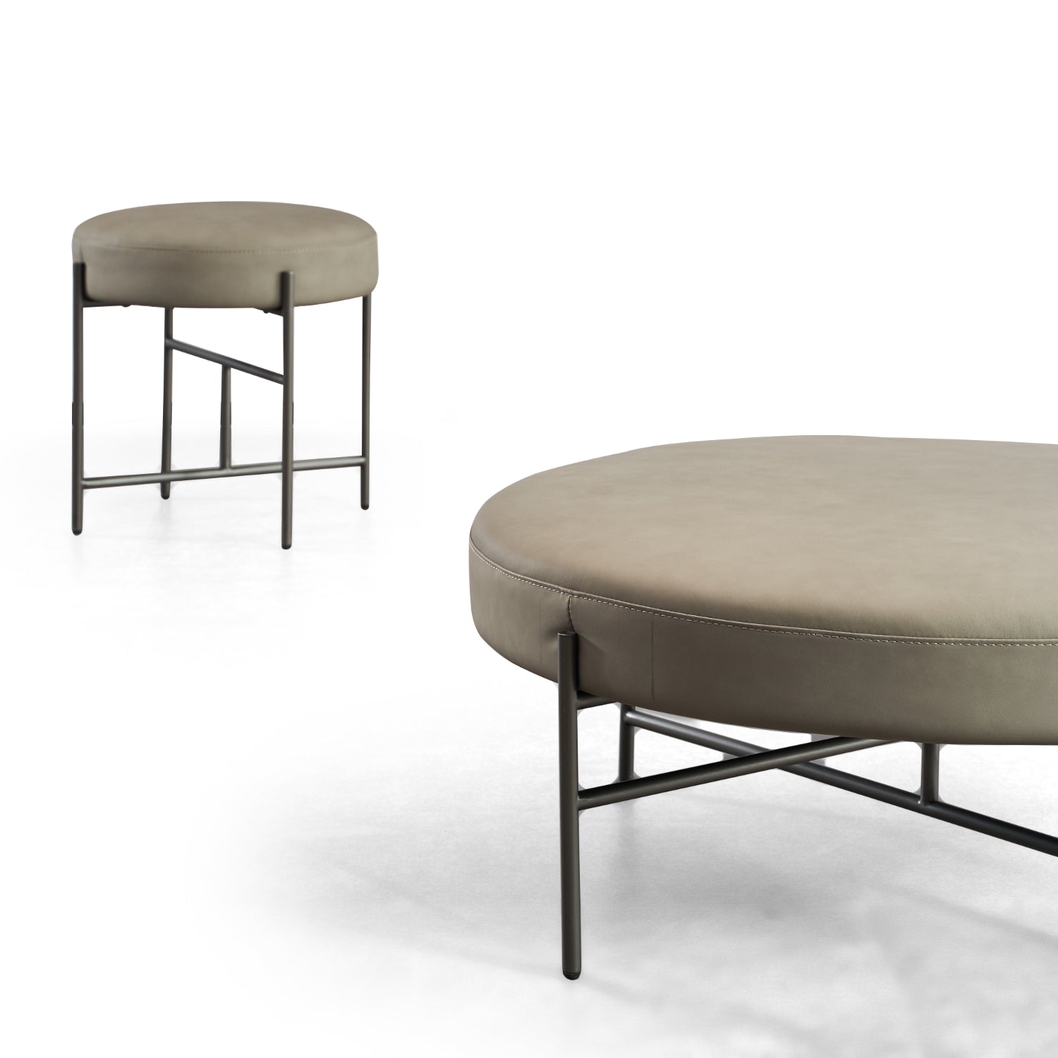 Luxury Leather Round Metal VD3-2071-1 Round Stool VV