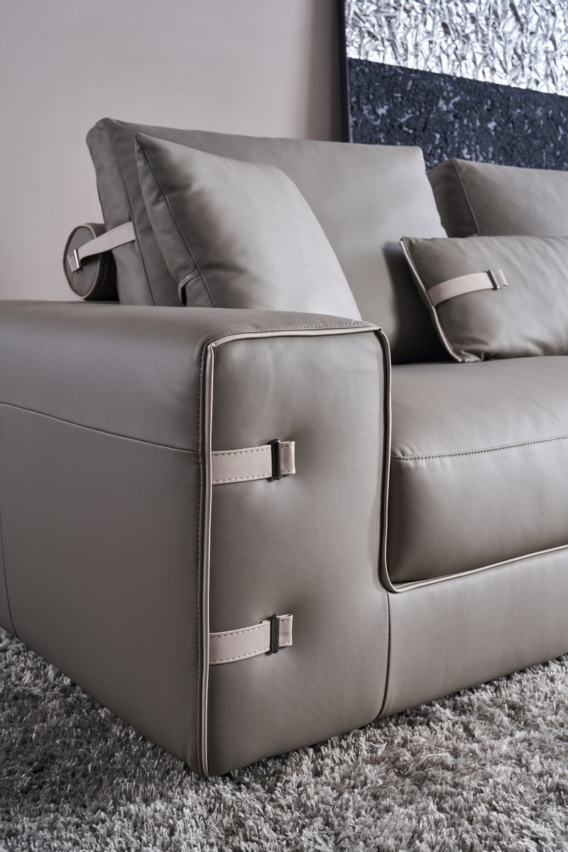Italian minimalist FA96 leather sofa with AB08 detail and multi-functional throw pillow combination VJ5-2101 sofa