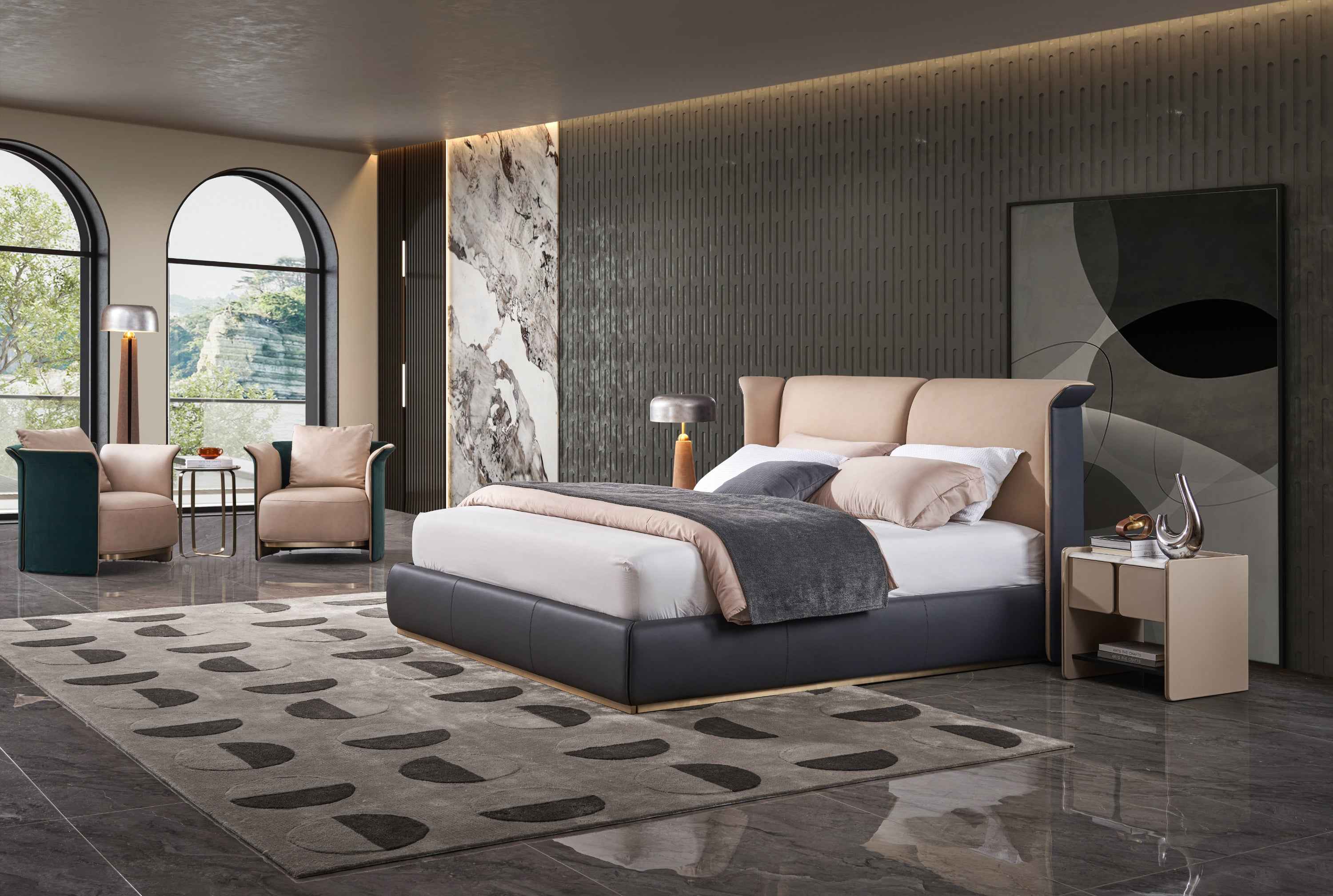 Italian minimalist nightstand DX3-055-2 bedside table