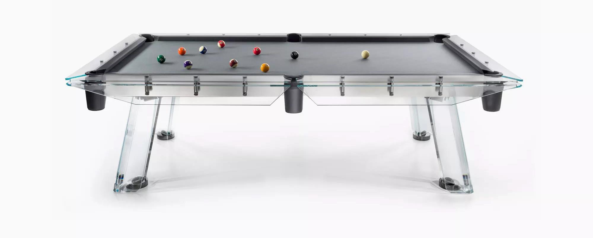 CRYSTAL GLASS POOL TABLE Entertainment Furniture